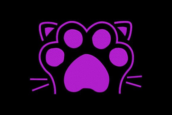 Cat Paw Embroidery Purple Cat Paw Print