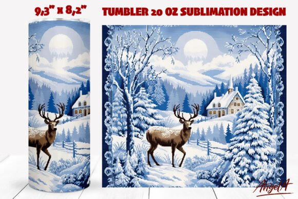 Christmas Embroidery Tumbler Winter Deer