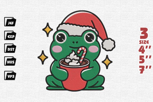 Cute Merry Frog, Christmas Embroidery Review